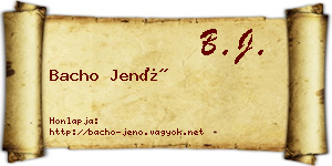 Bacho Jenő névjegykártya